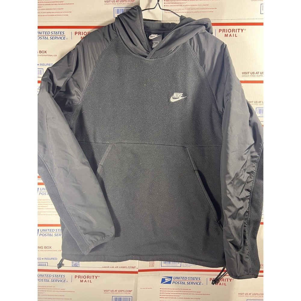 Nike Tech Black Sherpa Fleece Hoodie‎ Men's M Swoosh